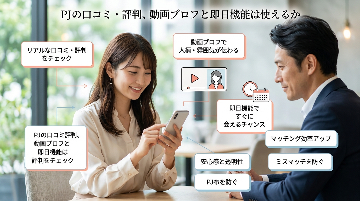 PJの口コミ・評判、動画プロフと即日機能は使えるか