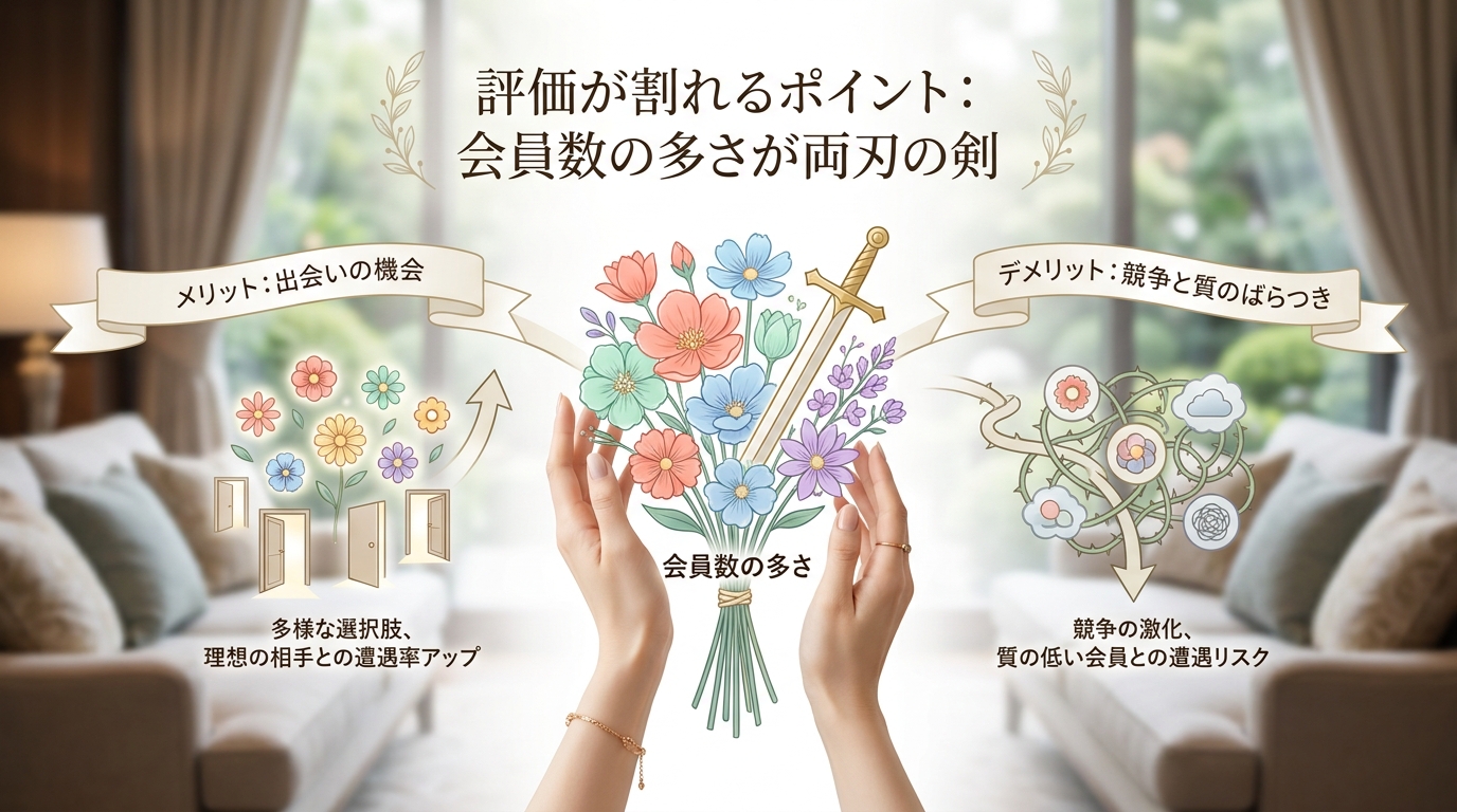 評価が割れるポイント：会員数の多さが両刃の剣